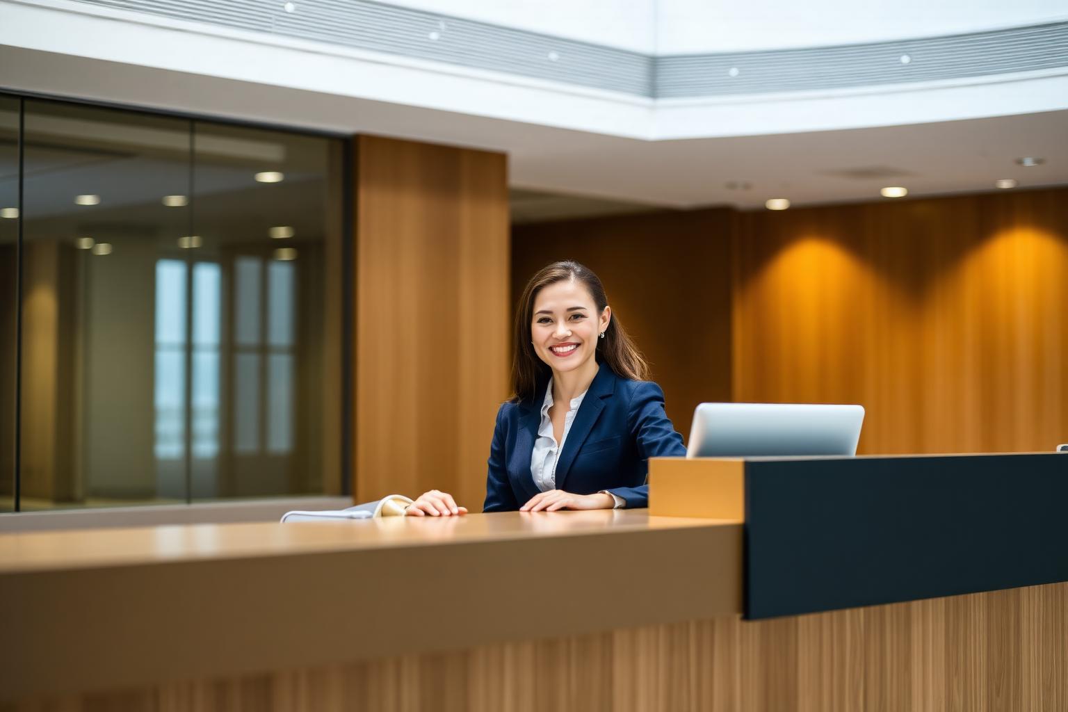 Recepcionista profissional atendendo